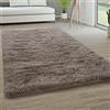 Paco Home Tappeto Salotto Pelo Lungo Soggiorno Pelliccia Finta Shaggy Morbido Monocolore, Dimensione:140x200 cm, Colore:Taupe