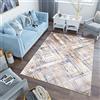 TAPISO Asthane Tappeto Moderno Salotto Camera da Letto Ingresso Casa Beige Blu Astratto Pelo Corto 80 x 150 cm