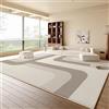 Pmnadfdag Tappeto Salotto Grandi 180 x 200 cm Tappeto Morbido Pelo Corto Antiscivolo Tappeti Soggiorno Camera da Letto Linee geometriche moderne beige marrone