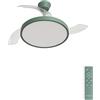 CREATE / WIND CLEAR STUDIO M/Ventilatore da soffitto con luce verde salvia con telecomando / 40W, Pale retrattili, Ø108 cm, funzione estate-inverno