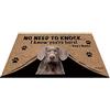 Bageyou - Zerbino personalizzato con nome di cane con il mio amore cane Weimaraner, tappetino di benvenuto, non c'è bisogno di bussare I know you're here, 27,5 x 17,7 cm