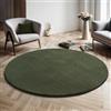 the carpet Relax Tappeto moderno a pelo corto, soggiorno, fondo antiscivolo, lavabile fino a 30 gradi, morbidissimo, aspetto pelliccia, Verde, 160 cm rotondo