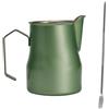 BlissfulAbode Brocca schiumalatte in acciaio inox per caffè e latte, 450 ml, per espresso e latte art e design elegante (verde)
