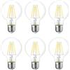 HUAMu E27 Lampadine LED,G80 4W Edison Retro Stile Globe Filamento Bianco Freddo 6500K Lampadina decorativa,40W Equivalente,400LM,Vetro Chiaro,Confezione da 6