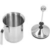 DriKou 800ML Manual Milk Frother Double Layer Stainless Steel Hand Pump Milk Foamer for Kitchen Double net aerator lid with a heat- handle