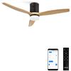 CREATE / WINDCALM NATURAL WOOD M/Ventilatore da soffitto con luce nero pale legno chiaro con Wifi e telecomando / 40W, Temporizzatore,Ø132 cm, 6 velocità, 3 temperature di luce, estate-inverno