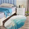 Taidianolp Ovale Tappeto Salotto Moderno Pelo Corto,Blue,80 x 150 cm,Modelli di design astratto moderno tè blu giallo crema,Decorazioni Soggiorno Camera da letto,
