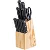 Ma Maison Set 11 Coltelli + 1 Forbice da Cucina Professionali - in Acciaio Inossidabile con Ceppo con Blocco in Legno - per Chef Pane Carne Frutta e Verdura