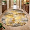 Taidianolp Tappeto Ovale Salotto Moderno Pelo Corto,Astratto giallo, grigio, bianco, senape, 120 x 160 cm,Tappeti Decorazioni Sala Studio, Soggiorno,