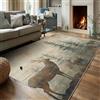 Generico Tappeto Salotto Cervo Animali Selvatici, 160x200 cm, Tappeto Motivo Vintage Venature del Legno per Decorazioni Casa Camera da Letto, Lavabile in Lavatrice Antiscivolo Pelo Corto RX140
