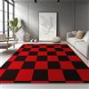 Generic Lavabile Tappeto Moda A Scacchi Geometrico Tema per Soggiorno Ufficio 120 x 180 cm, Morbido Flanella Tappeti con Supporto Antiscivolo, Rosso Nero Tappeto Adatto Agli Animali Domestici