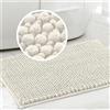 LINGKY Tappeto Bagno Ciniglia Tappetino da Bagno Alta densità e Assorbente In Microfibra Shaggy Tappeto da Bagno Antiscivolo ad Asciugatura Rapida Lavabile (Avorio,50 x 80 cm)