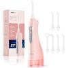 Mornwell Irrigatore orale senza fili per denti portatile orale pulitore elettrico 300 ML 3 modalità 4 punte jet pulizia profonda aiuta con USB (Rosa)