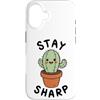Inspirational Gardener Birthday Holiday Custodia per iPhone 16 Stay Sharp Cactus Plant Lover, regalo motivazionale per uomini e donne