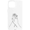 one line art one line drawing line penci Custodia per iPhone 15 Mani di disegno a una linea: tocco nel contorno