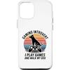 Dog Lover Gamer Introvert Retro Sunset Custodia per iPhone 12/12 Pro Gioco introverso Gioco E Cammino Il Mio Cane
