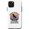 Dog Lover Gamer Introvert Retro Sunset Custodia per iPhone 11 Pro Gioco introverso Gioco E Cammino Il Mio Cane