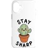 Inspirational Gardener Birthday Holiday Custodia per iPhone 16 Plus Stay Sharp Cactus Plant Lover, regalo motivazionale per uomini e donne