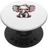 Whimsical Wildlife Wear Adorabile bambina elefante con fiocco PopSockets PopGrip Adesivo