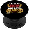 Dragon Enthusiast Designs for Boys Solo un ragazzo che ama i bambini amanti dei draghi PopSockets PopGrip Adesivo