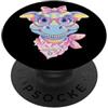 Kawaii Girly Dino Character Graphics Mat Blu Dinosauro Floreale Ritratto Grafico Rosa Occhiali Bow PopSockets PopGrip Adesivo