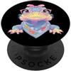 Kawaii Whimsical Pastel Lizard Face Grap Blue Iguana Ritratto Rettile Amante Grafica Occhiali Rosa PopSockets PopGrip Adesivo