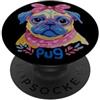 Kawaii Whimsical Pastel Puppy Face Graph Carino carlino ritratto amante dei cani grafico rosa occhiali floreale PopSockets PopGrip Adesivo