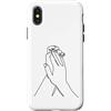 one line art one line drawing line penci Custodia per iPhone X/XS Mani di disegno a una linea: tocco nel contorno