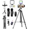 Yeaki Kit per vlogging per iPhone/Android, YouTube Starter Kit con microfono wireless/treppiede per fotocamera/treppiede flessibile/luce di riempimento RGB, kit essenziali per la creazione di contenuti per