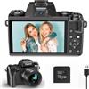 Gavonde Fotocamera digitale 8K per fotografia, WiFi e fotocamera Vlogging touch screen da 4 pollici per YouTube con doppio obiettivo, fotocamere Vlog da 64 MP, zoom digitale 16X con scheda TF da 32 GB