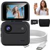 GLSAYZU Action Camera 4K 360°, 2026 nuova fotocamera multifunzione con schermo flip screen con obiettivo grandangolare a 143°, batteria a lunga durata 800 mAh, action cam anti-shake per vlogging, ciclismo