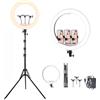 BONFOTO Anello di luce LED SMD dimmerabile luce studio fotografico luce per video di Youtube, trucco, camera smartphone Portrait photo Shoot, 18 LED Ring Light +Stand +Orange Filters