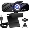 Tewiky Webcam con microfono per desktop, 1080P HD USB Computer Telecamere con Treppiede flessibile Rotabile Wide Angle Webcam per PC Zoom Video/Gaming/Laptop