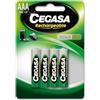 Cegasa Rechargeable - Confezione 4 batterie HR03 800 mAh, colore: verde