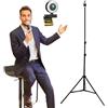 TronicXL Autofocus Webcam con lampada ad anello + treppiede alto 210 cm Full HD 1920 x 1080p I 2 microfoni stereo cancellazione del rumore sfondo I per computer PC laptop per Xbox