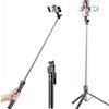 XIHAMA Bastone per selfie con luce, treppiede allungabile tutto in 1 con telecomando wireless, treppiede portatile per cellulare, compatibile con iPhone 17, GoPro, Android (nero e leggero, 50 pollici)