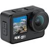 Acouto Action Camera 4K, Fotocamera Sportiva WiFi da 24 MP con Obiettivo Grandangolare da 170°, Doppio Schermo, Controllo Touch, Anti-vibrazione, Impermeabile 21 M, con Kit di