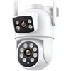 Yhytgbhk Telecamera Wifi 4K 4MP + 4MP PTZ doppio schermo esterno doppio obiettivo telecamera IP protezione sicurezza rilevamento umano(10MP NO SD Card)