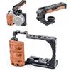 ZHFGJKSO Gabbia for fotocamera con manico in legno, piastra Arca-Swiss e slitta a contatto freddo compatibile con Sony ZV-E10, supporto di estensione for microfono(ZV-E10-Cage-GR)