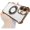 Eiyikof Custodia magnetica trasparente per iPhone 16, lussuosa custodia con quattro angoli antiurto di grado militare con protezione per obiettivo della fotocamera, copertura MagSafe con placcatura