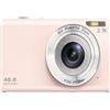 AMRTTWY Action Camera, Fotocamera digitale con messa a fuoco automatica HD e videocamera con schermo grande for la fotografia,per Ciclismo, Moto(Pink-noCard)