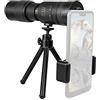 OSHIEA Telescopio 4K portatile 10-300x40mm monoculari zoom ultra-lunghi Bak4 PRISM LENS ADATTO for SMART PHONE CAMPING BIRCA (Color : With Trip and Clip)
