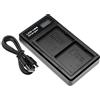 vhbw caricabatterie USB doppio compatibile con Netgear VMA5400-10000S batteria per telecamera di sorveglianza - stazione di ricarica con display LC