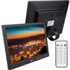 POADGBCN Quadro Foto Digitale HD LED 12/13/15.4 Pollici Immagine elettronica con Auto On Off Telecomando Altoparlante integrato(Black,12In)