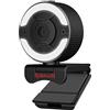 Redragon GW910 Webcam PC 1080P con doppio microfono, luce anulare regolabile, 360 Rotazione e copertura per la privacy, Webcam per computer 2.0 USB, 30 FPS per corsi online, videoconferenze, streaming
