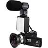 AmAzwi Videocamera Camcorder della videocamera 4K 3 0fps. Ultra HD. Digital Vlogging Videocamera Videocamera 16X Digital Zoom Fill Light WiFi Vlog Recorder Videocamera digitale per vlogging(Size:Standard,Col