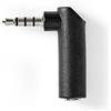 NEDIS AGB22980BK Adattatore Audio Stereo con Connettore da 3,5 mm, Connettore 3,5 mm, Angolo 90°, 4 Poli, Nero