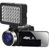 DMETE Full 4K UHD Digital Camera Stream Camera 4K Vlog Camcorder Videoregistratore digitale 18X 48MP Webcam Time Lapse Regalo per principianti(No SD Card,With Light)