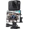 Eyeon Selfie Vlog Specchio Staffa Selfie Flip Specchio per GoPro Hero 9/8/7/6/5 Nero con Microfono Adattatore Slot Freddo Scarpa per Microfono e Luce LED