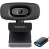 Estranst Webcam 1080P per PC, laptop, MacBook, computer desktop, con microfono e copertura per la privacy, 1 organizer per cavi